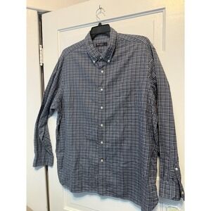 Cremieux Classics Men's XXL Blue Plaid Button Down Shirt 100% Cotton Long Sleeve